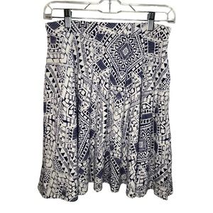Cynthia Rowley Casual Geo Print White/Blue Skirt Size Small